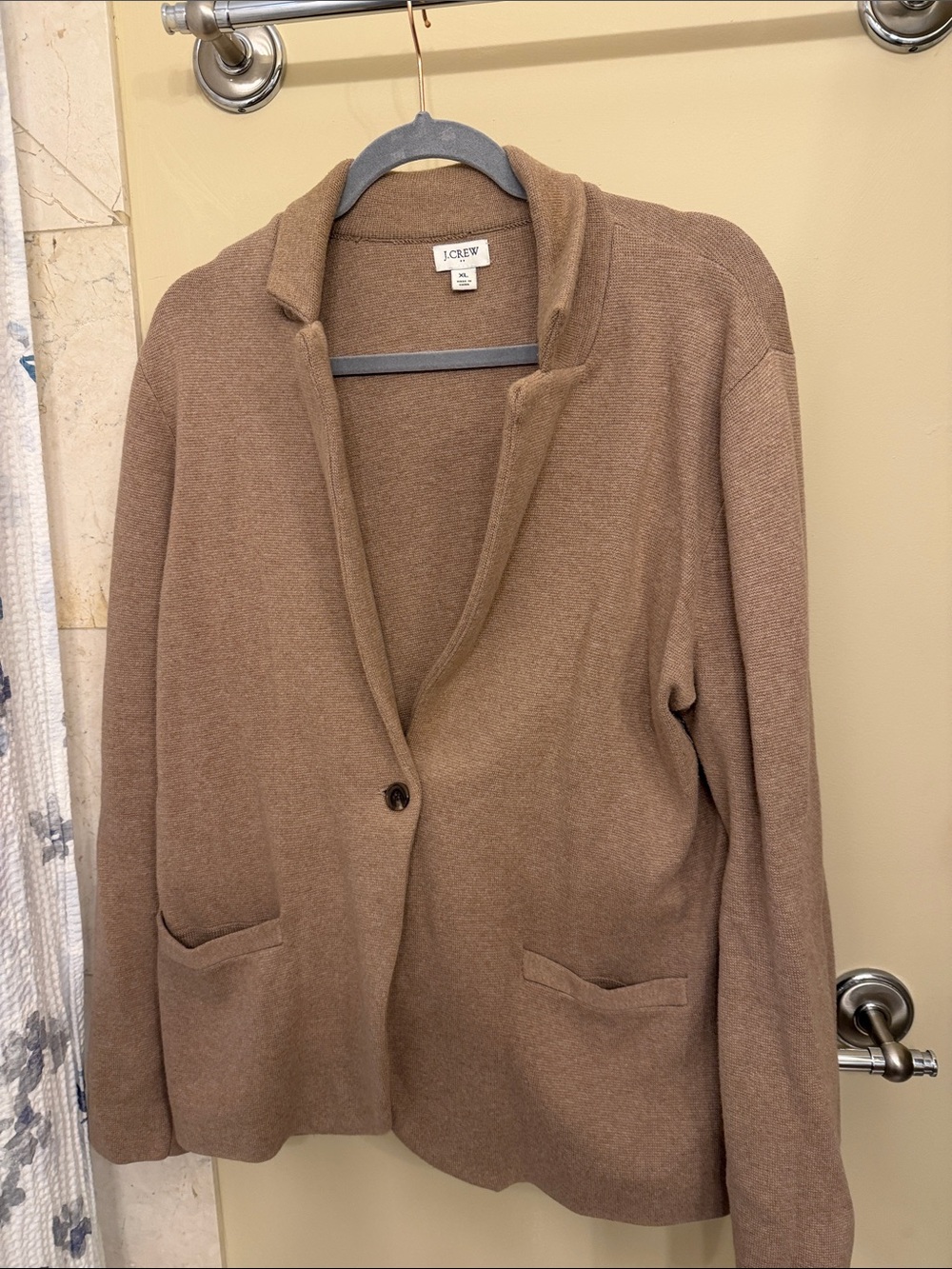 J. Crew Tan Single-Button Knit Blazer Cardigan